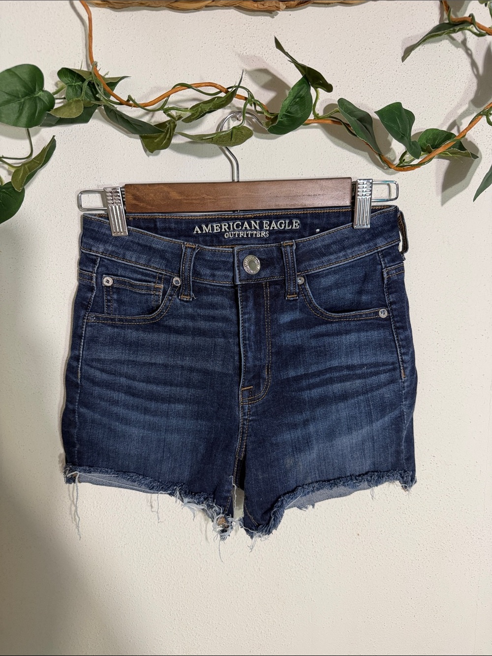 American Eagle Outfitters Dark Indigo Denim Cutoff Shorts
